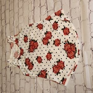 LuLaRoe large tank top white with roses and polka dots